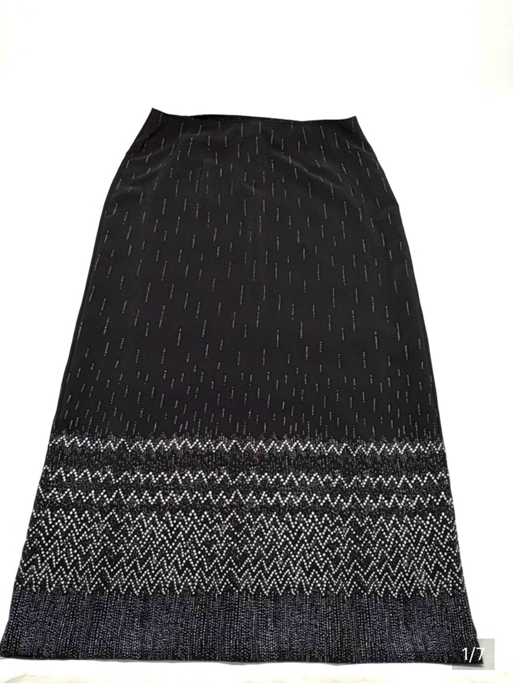Jessica Black Maxi Skirt with Silver Hem Pattern Size 14